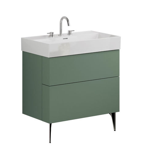 Crosswater Avenue Wall Vanity Unit With Black Legs (800mm, Green, 3TH).