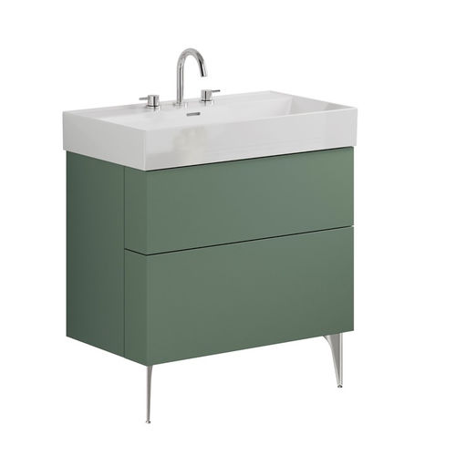 Crosswater Avenue Wall Vanity Unit With Steel Legs (800mm, Green, 3TH).