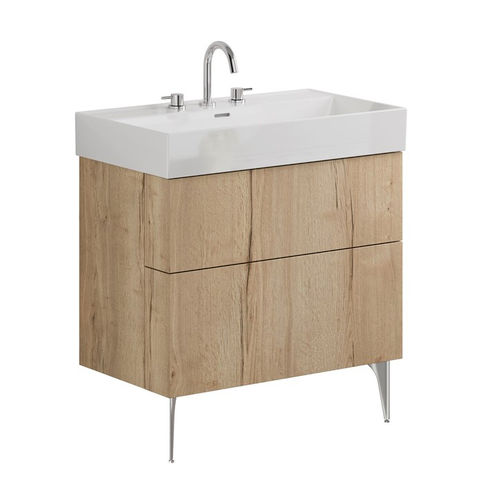 Crosswater Avenue Wall Vanity Unit With Steel Legs (800mm, Oak, 3TH).