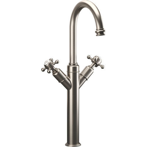 Crosswater Belgravia Tall Basin Mixer Tap (Crosshead, Brushed Nickel).