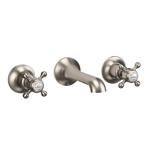 Crosswater Belgravia 3 Hole Wall Mounted Basin Tap (Crosshead, Br Nickel).