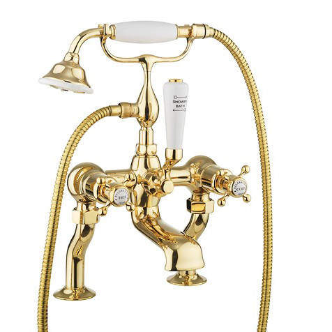 Crosswater Belgravia Bath Shower Mixer Tap (Crosshead, Unlac Brass).