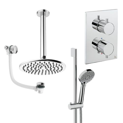 Crosswater MPRO Crossbox Shower Set 10 200mm Head & Ceiling Arm (Chrome).