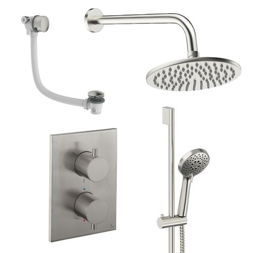 Crosswater MPRO Crossbox Shower Set 10 200mm (Brushed Nickel).