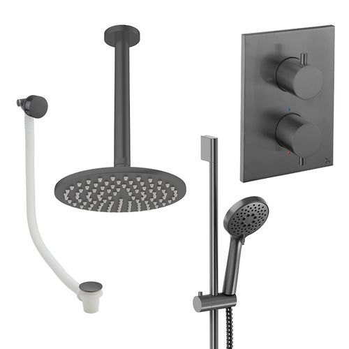 Crosswater MPRO Crossbox Shower Set 10 200mm Head & Ceiling Arm (Slate).