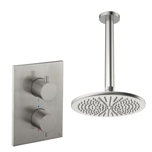 Crosswater MPRO Crossbox Shower Set 1 300mm Head & Ceiling Arm (Brushed Nickel).