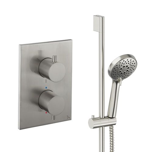 Crosswater MPRO Crossbox Shower Set 2 With Slide Rail Kit (Brushed Nickel).