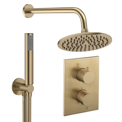 Crosswater MPRO Crossbox Shower Set 3 200mm Head & Handset (Brushed Brass).