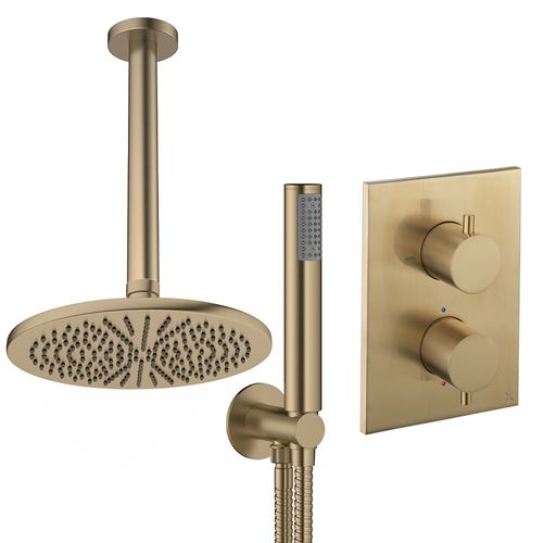 Crosswater MPRO Crossbox Shower Set 3 300mm Head & Handset (Brushed Brass).