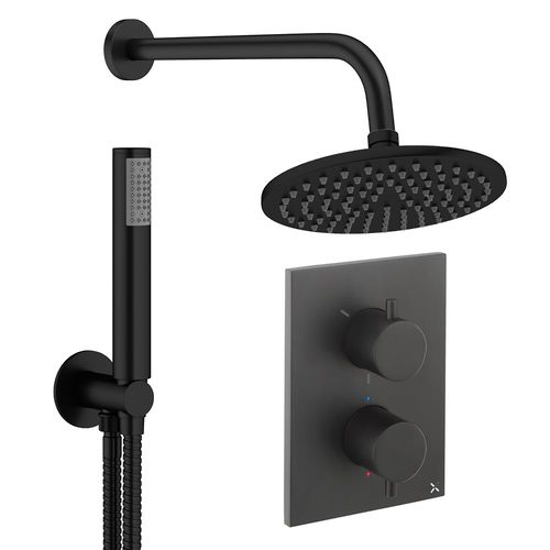 Crosswater MPRO Crossbox Shower Set 3 200mm Head & Handset (Matt Black).