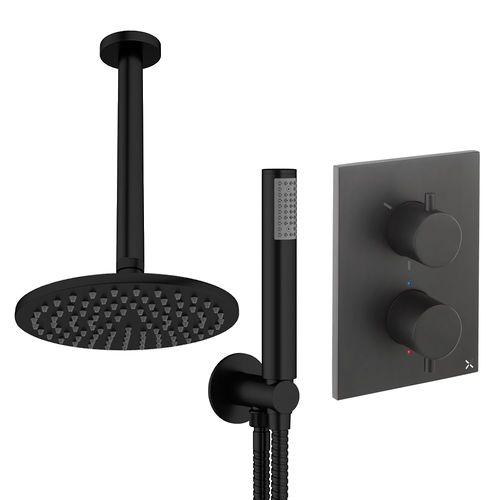 Crosswater MPRO Crossbox Shower Set 3 200mm Head & Handset (Matt Black).
