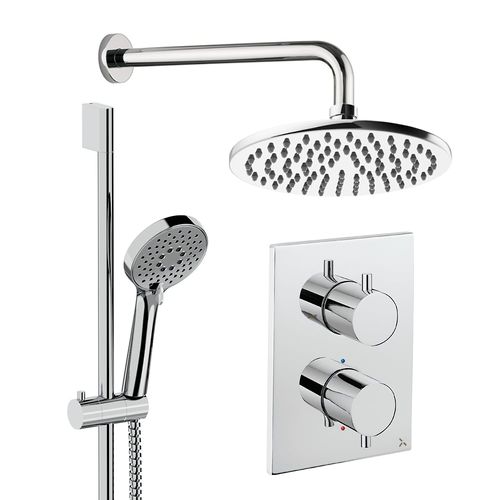 Crosswater MPRO Crossbox Shower Set 4 200mm Head & Slide Rail Kit (Chrome).