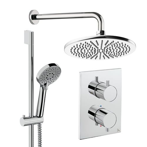 Crosswater MPRO Crossbox Shower Set 4 300mm Head & Slide Rail Kit (Chrome).