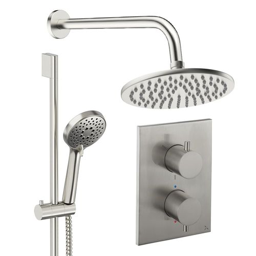Crosswater MPRO Crossbox Shower Set 4 200mm Head & Slide Rail Kit (Brushed Nickel).