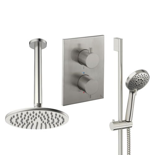 Crosswater MPRO Crossbox Shower Set 4 200mm Head & Slide Rail Kit (Brushed Nickel).