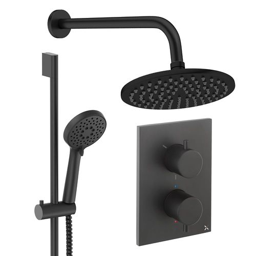 Crosswater MPRO Crossbox Shower Set 4 200mm Head & Slide Rail Kit (Matt Black).