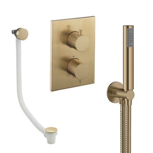 Crosswater MPRO Crossbox Shower Set 5 With Handset & Bath Filler (Brushed Brass).