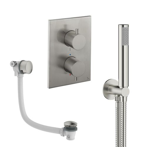 Crosswater MPRO Crossbox Shower Set 5 With Handset & Bath Filler (Brushed Nickel).