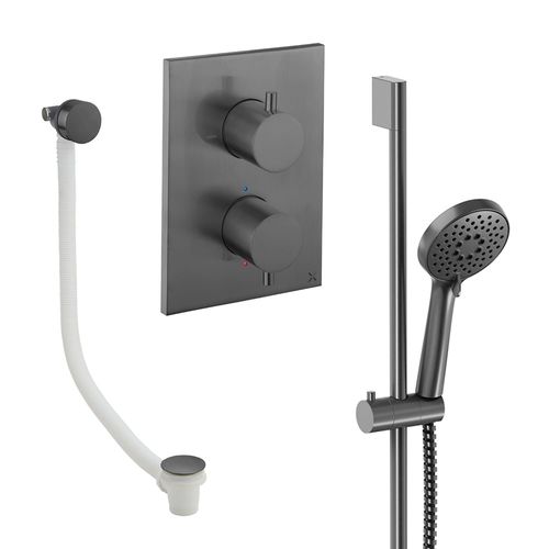 Crosswater MPRO Crossbox Shower Set 6 With Slide Rail Kit & Bath Filler (Slate).