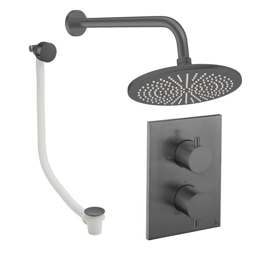 Crosswater MPRO Crossbox Shower Set 7 With 300mm Head & Bath Filler (Slate).