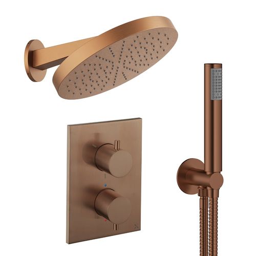 Crosswater MPRO Crossbox Shower Set 8 300mm Head & Handset (Brushed Bronze).