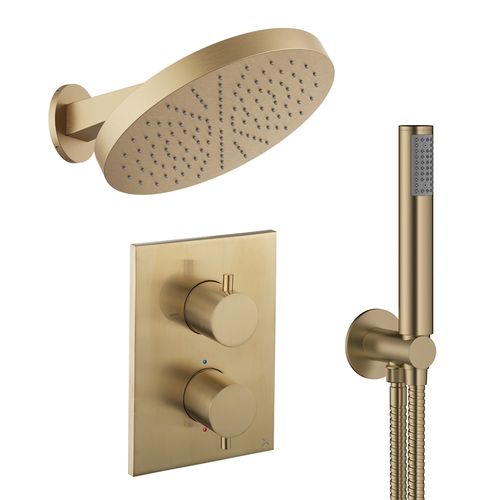 Crosswater MPRO Crossbox Shower Set 8 300mm Head & Handset (Brushed Brass).