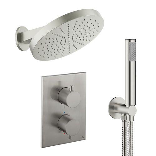 Crosswater MPRO Crossbox Shower Set 8 300mm Head & Handset (Brushed Nickel).