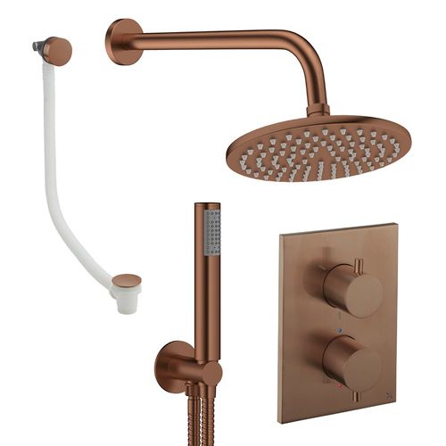 Crosswater MPRO Crossbox Shower Set 9 200mm Head, Handset & Bath Filler (Brushed Bronze).