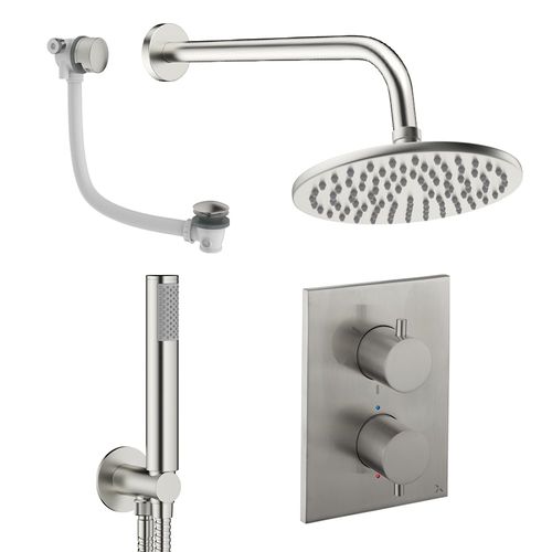 Crosswater MPRO Crossbox Shower Set 9 200mm Head, Handset & Bath Filler (Brushed Nickel).