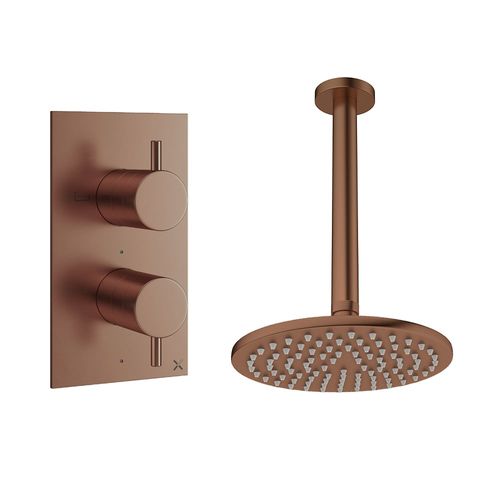 Crosswater MPRO Design Shower Set 1,  200mm Head & Ceiling Arm (Brushed Bronze).