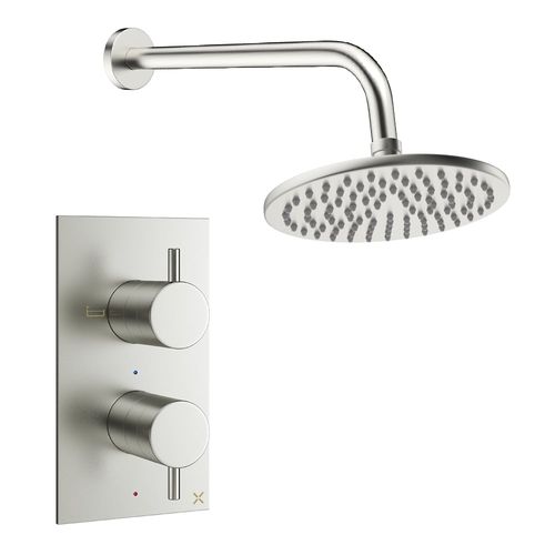 Crosswater MPRO Design Shower Set 1, 200mm Head & Wall Arm (Brushed Nickel).