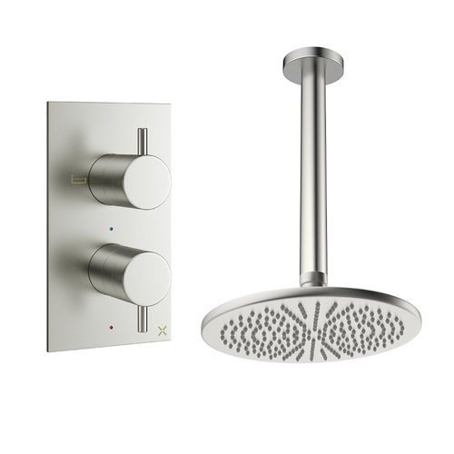 Crosswater MPRO Design Shower Set 1,  300mm Head & Ceiling Arm (Brushed Nickel).
