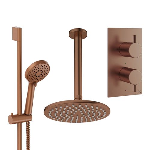Crosswater MPRO Design Shower Set 4,  200mm Ceiling Head & Slide Rail (Brushed Bronze).