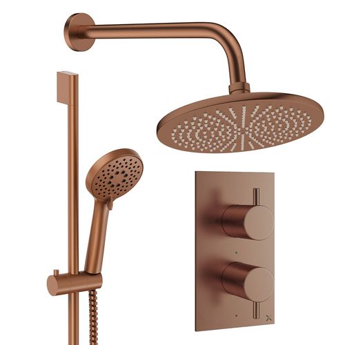 Crosswater MPRO Design Shower Set 4, 300mm Wall Head & Slide Rail (Brushed Bronze).