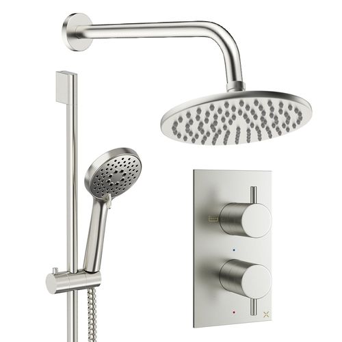 Crosswater MPRO Design Shower Set 4, 200mm Wall Head & Slide Rail (Brushed Nickel).