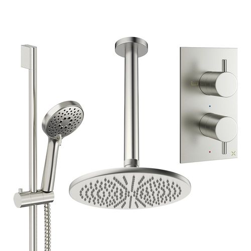 Crosswater MPRO Design Shower Set 4, 300mm Ceiling Head & Slide Rail (Brushed Nickel).