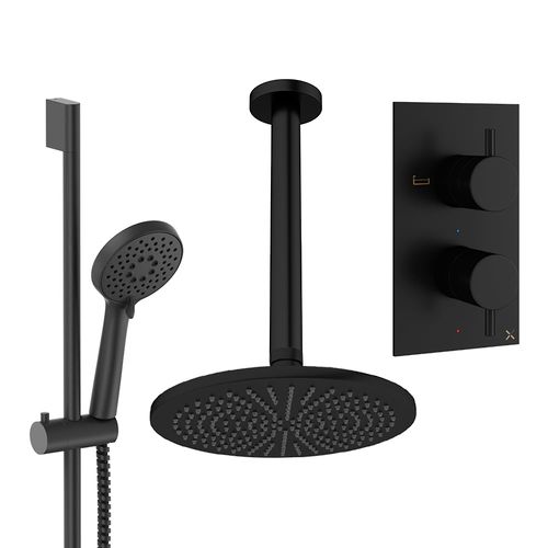 Crosswater MPRO Design Shower Set 4, 300mm Ceiling Head & Slide Rail (Matt Black).