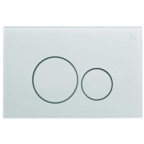 Crosswater Central Flush Plate With Dual Buttons (Ice White Glass).