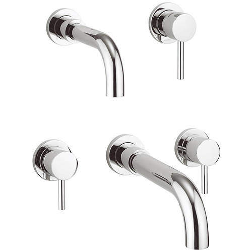 Crosswater Fusion Wall Mounted Basin & Bath Filler Tap Pack (Chrome).