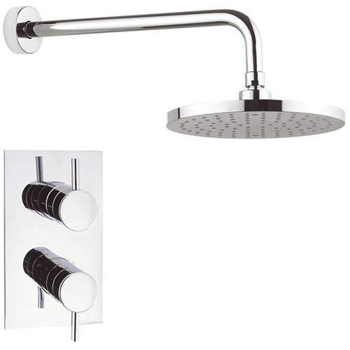 Crosswater Fusion Thermostatic Shower Valve, 200mm Round Head & Arm.