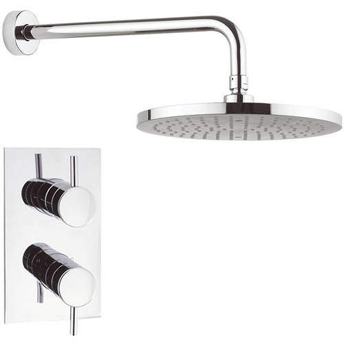 Crosswater Fusion Thermostatic Shower Valve, 250mm Round Head & Arm.