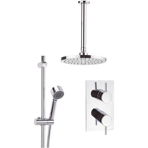 Crosswater Fusion Thermostatic Shower Valve, 200mm Head, Rail & Arm.