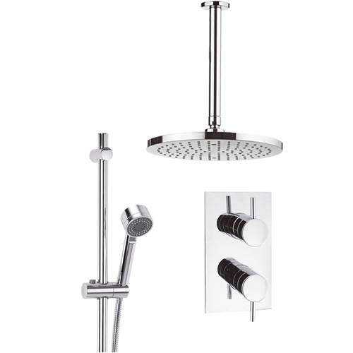 Crosswater Fusion Thermostatic Shower Valve, 250mm Head, Rail & Arm.