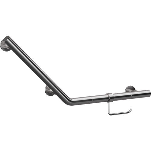 Crosswater Grab Bars Angled Grab Bar With Toilet Roll Holder (Chrome).