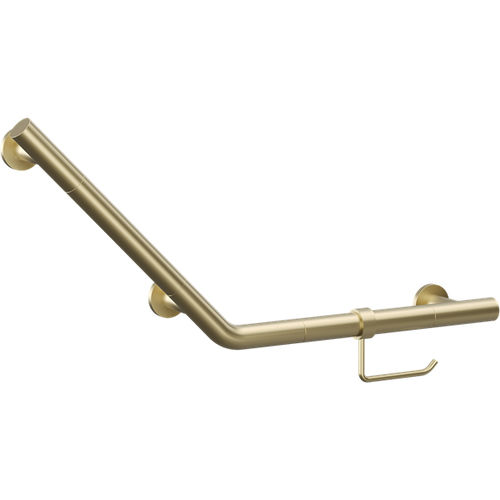 Crosswater Grab Bars Angled Grab Bar With Toilet Roll Holder (Br Brass).