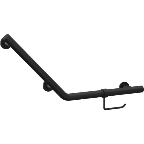 Crosswater Grab Bars Angled Grab Bar With Toilet Roll Holder (M Black).