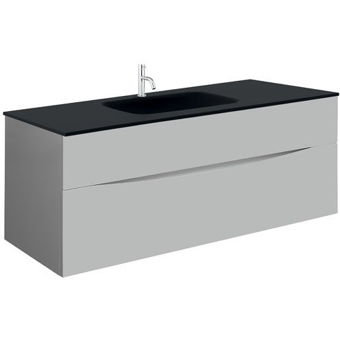 Crosswater Glide II Vanity Unit With Black Glass Basin (1000mm, Storm Grey, 1TH).