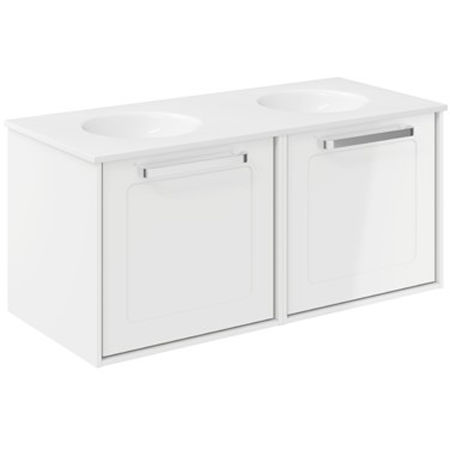 Crosswater Infinity Framed Vanity With Double Basins (1000mm, G White).