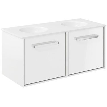 Crosswater Infinity Vanity Unit With Double Basins (1000mm, White Gloss).