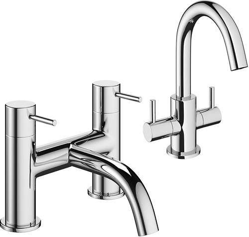 Crosswater Mike Pro Mono Basin Mixer & Bath Filler Tap Pack (Chrome).